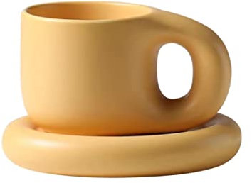 Set di tazze da caffè in ceramica da 295 ml, tazze da cappuccino in porcellana per latte, set di tazze da caffè con piattini abbinati, per bevande speciali di caffè, latte, caffè, caffè, tè
