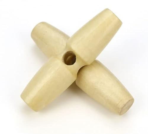 Handarbeit - Lieblingsladen 12 Stück ovaler Holzknopf Natur 30mm, 1 Loch, Holzknöpfe Knebel, Mantellknöpfe, längliche Knöpfe zum annähen, aufnähen, Bastelknöpfe