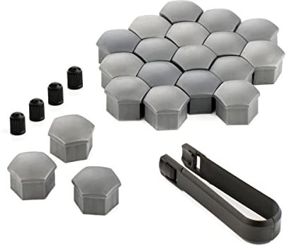 LST 20x Sechskant Abdeckkappen Radschraube Felgen Kappen Set 17 mm grau