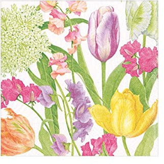 Caspari Spring Flower Show Paper Cocktail Napkins - 20 Per Package