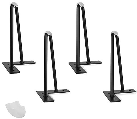 MIVIDE 4PCS 8 Inch Hairpin Legs, Hairpin Legs 20cm, Table Legs Metal Heavy Duty, Metal Furniture Legs for Cabinet, Black Furniture Leg with Rubber Floor Protectors for Sofa, Table