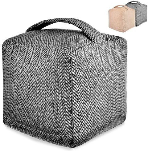 Praknu Türstopper Sack für Den Boden - Extra schwer 1Kg - mit Waschbarem Bezug, Tragegriff & Rutschfesten Pads - für Haus & Büro (Grau)