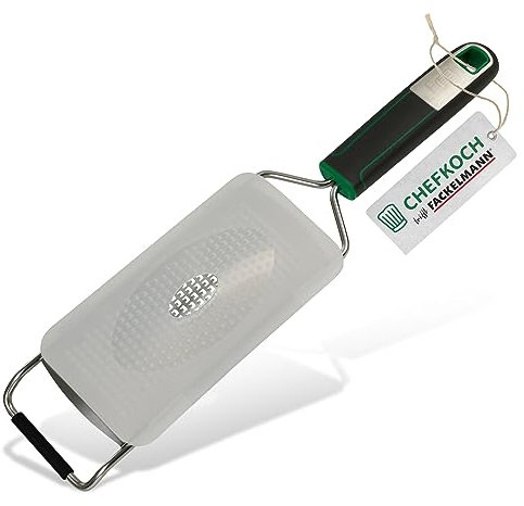 CHEFKOCH Handreibe Premium – Zum feinen Reiben von Käse, Muskat, Zeste (Limette, Zitrone) & Co – Für höchste Präzision & Eleganz beim Garnieren – Reibe mit ergonomischem Griff
