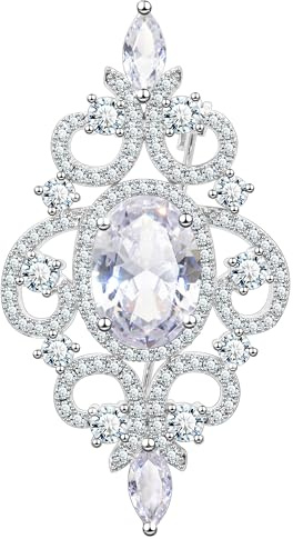 KristLand Mode Winter Hochzeit Urlaub Band Bogen Brosche mit funkelnden Zirkonia Stein Braut Filigrane Schal Brosche Pin Party Weihnachten Geburtstag Geschenk für Frauen Damen