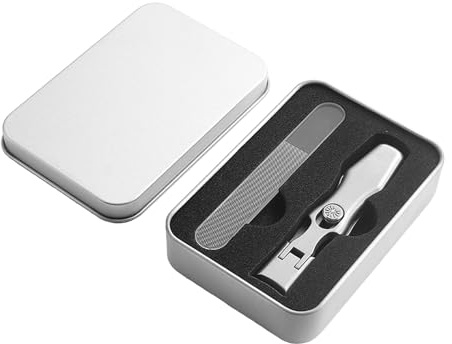 Nagelknipser - Nagelknipser mit Auffangvorrichtung, große spritzsichere Nagelknipser aus Edelstahl, ultrascharfe Fingernagel und Zehennagelknipser, tragbares Nagelknipser-Set (Silver)
