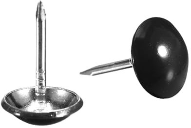 QUARKZMAN 40Pz Chiodi per Tappezzeria, Testa Rotonda 11mmx17mm Puntine da Disegno Chiodi Decorativi per Lavagna Sughero Mobili, Puntine per Mobili, Divani, Testate, Nero Brillante