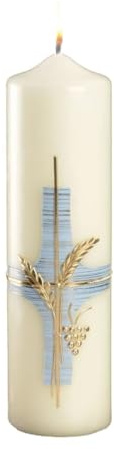 Wiedemann Kerzen Marienkerze Kreuz blau/Ähren Elfenbein 220 x Ø 60 mm, 1 Stück