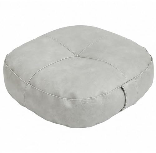 Generisch Modernes Pouf-Bodensitzkissen | Quadratisches Bodenkissen aus PU-Leder mit Reißverschluss | Weiches und bequemes Sitzkissen, Fußhocker für Wohnzimmer, grau, 40 x 6 cm (15,7 x 2,3 Zoll)