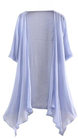 CuLtP Lange Wasserfall Strickjacke Für Damen Offene Vorderseite Boleros Achselzucken Oberteile Leichte Sommerjacke Staubmantel Strickjacke Lässiger Strand Cover Up Bluse Mantel Flieder Xs