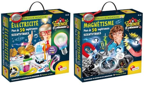 Lisciani - I'm A Genius - LOT ELECTRICITE + MAGNETISME - Plus de 50 Expériences Scientifiques sur l'Electricité et Magnétisme - Matériel Inclus - Jeu Educatif pour Enfants de 8,10,12 Ans
