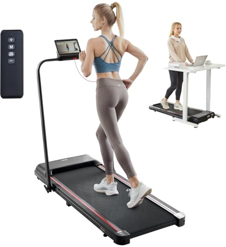 VEVOR Tapis de Course sous Bureau, Tapis de Marche Pliable et Portable, 2,5 HP, Vitesse 1-12 km/h, Capacité de Charge 120 kg, avec Poignée, Télécommande et Écran LED, pour Maison, Bureau, Gym