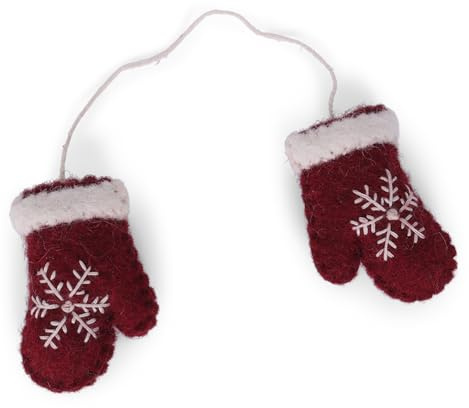Gry & SIF, Anhänger, Filzdekoration, Christbaumschmuch, Geschenkanhänger, Fairtrade, Handmade, Weihnachtsdekoration (rot)
