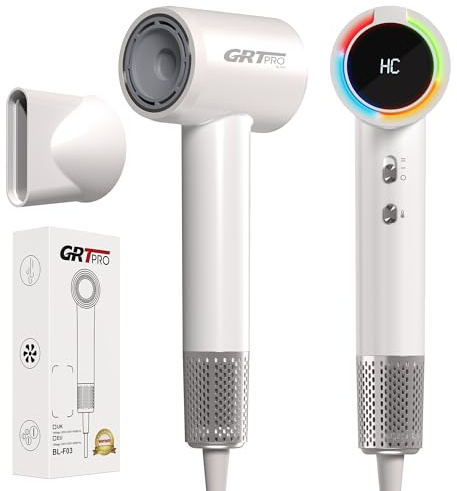 Ionic Hair Dryer 2200W Hairdryer for Women 110,000 RPM Professional Hair Dryer 200 Million Negative Ions - 340g Compact Lightweight Intelligent Sensor Control Fast Drying for Home Travelling Gym