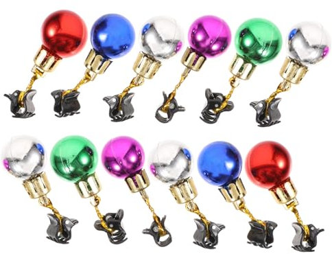 HAPINARY 12 Stück Glänzende Weihnachts-schnurrbartklammern Bartglocken-anhängerklammer Bartschmuck Bunte Gesichtshaarkugeln Weihnachtsmann-bart-haardekor Für Männer
