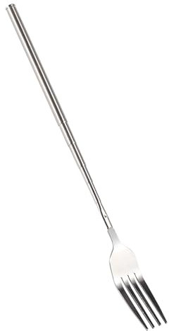 Tenedor Extensible, Cubiertos de Acero Inoxidable, Liviano y Portátil, Largo, Fácil de Usar, Longitud Ajustable de 22 a 64 Cm, Ideal para Barbacoa, Cena y Postre