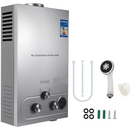 WESLNN GPL 6L/8L/10L/12L/16L/18L Scaldabagno 36KW Istantaneo Scaldabagno A Gas di Petrolio Liquefatto Caldaia in Acciaio Inox Kit Portatile(8L)