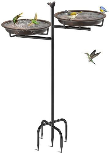 VeyFolzin.st Vogeltränke aus Metall für den Außenbereich, freistehende Vogeltränke im Vintage-Stil, stabil und leicht zu reinigen, Vogelfutterstation für den Außenbereich, Garten, Hof, Rasen, Dekor