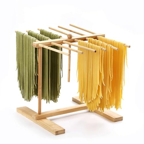 YUNZHISHIYE Secador De Pasta, Rejilla para Pasta, Secador Pasta Fresca,Rejilla para Secar Pasta Plegable con Varilla De Transferencia Y 12 Varillas,para Pasta Y Fideos,Pasta Fresca