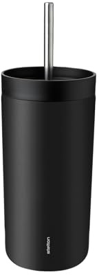 Stelton To Go Sip Thermobecher mit Strohhalm, 0,4 l, vakuumisoliert, langlebig - 400ml, Soft Black
