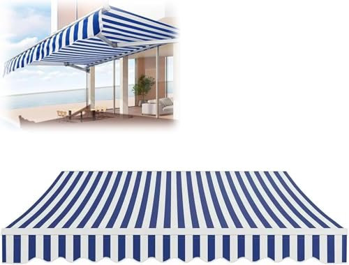 Outdoor-Terrassenüberdachung, Stoff, Ersatz für Garten, Sonnenschutz, wasserdicht und langlebig, einziehbar, manuell, Markise, Pavillon, Baldachin für Türen, 5,5 x 2 m (18 x 6,5 Fuß)