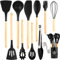 Ustensiles de Cuisine en Silicone, 22 PCS Accessoire Cuisine Set sans BPA,Set ustensile cuisine en silicone, résistant à la chaleur, Antiadhésif, Noir