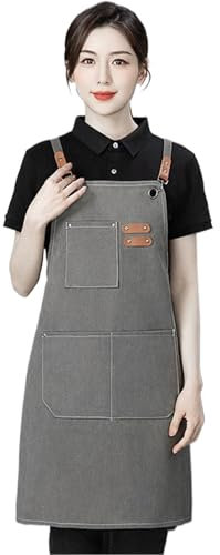 Kochschürze - Canvas Garten Schürze Mit 3 Taschen - Verstärkte Kreuzträger Werkzeughalterung, Fleckenresistente Arbeitsausstattung Für Küche Backen Grillen Handwerk Töpferei Werkstatt