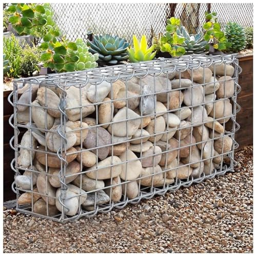 Gabion Basket, Galvanized Steel Mesh Cage for Garden, Outdoor Landscape, Retaining Wall, Fencing, Rock or Stone Barrier, Gabion Raised Garden Bed(5x10cm-1x0.5x1m)