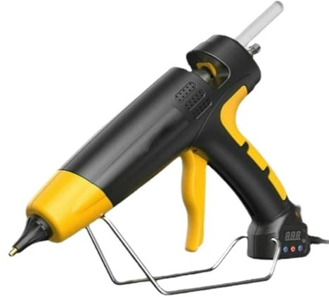 Pistola Silicona Caliente, Pistola de silicona industrial con pantalla digital de 11 mm y control de temperatura, color negro, 300 W y 500 W de salida de pegamento ajustable. para Reparaciones(300w)