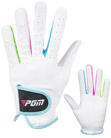 PGM Kids Golf Gloves Leftt Hand Premium Breathable Youth Golf Gloves for Junior Toddler Boys and Girls,White Left 14