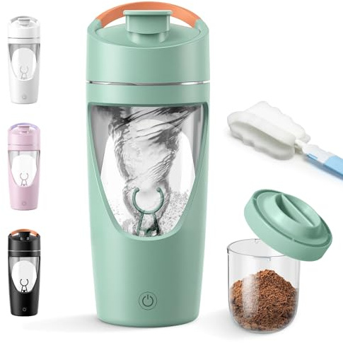 Elektrischer Shaker,700ML Protein Shaker Elektrisch mit Pulverfach BPA-frei