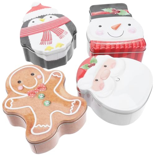 Healeved 4stücke Weißblech-aufbewahrungsboxen Kleine Eisendosen Keksdosen Weihnachtsdeko Süßigkeitenboxen Geschenkboxen für Weihnachten