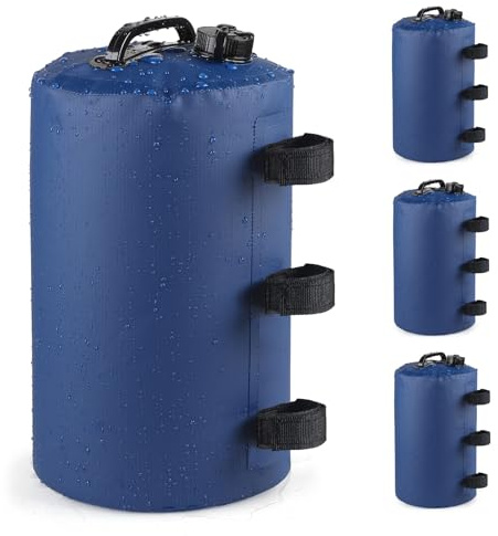 SWAWIS 4er Set Wassergewichtstaschen für Pavillon Gewichte Sandsäcke Blau | Gewichtstaschen Beingewichte für Pavillonstandfüße Beschwerungssäcke mit Wasser Befüllbar für Festzelte Gartenzelt Zelt