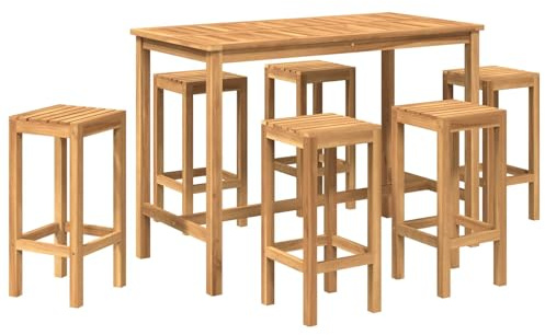 vidaXL Outdoor Bar Set 7 STK. Natur Massivholz Teak