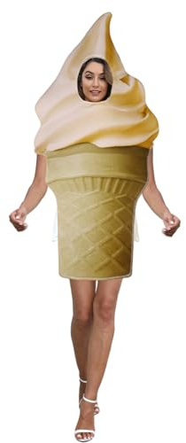 Grsrkep Disfraz de helado, fiesta de helado de simulación cómoda y agradable para la piel, divertidos disfraces de Halloween para cosplay fiesta de Navidad, mediano