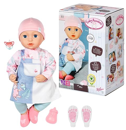 Baby Annabell Mia, Puppe mit weichem Stoffkörper, Schlafaugen und Accessoires, 43 cm groß, 705940 Zapf Creation