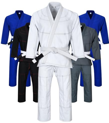 Knockout Fight Gear Brazilian Jiu Jitsu Gi For Men, BJJ Gi Women Grappling gi ULTRA LIGHT, PRESHRUNK Sweat Wicking Fabric, Machine Washable With Free White Belt