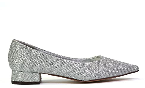 ESSEX GLAM Womens Slip-On Block Heel Court Shoes – Low Heeled Pointed Toe Pumps for Work, Wedding or Occasion Size 3-8