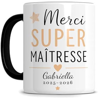 L'épicerie Chérie Mug personnalisable avec Texte STARMUG MAITRESSE, MAITRE, cadeau maitre ou maitresse d'ecole fin d'année - Céramique 330 ml