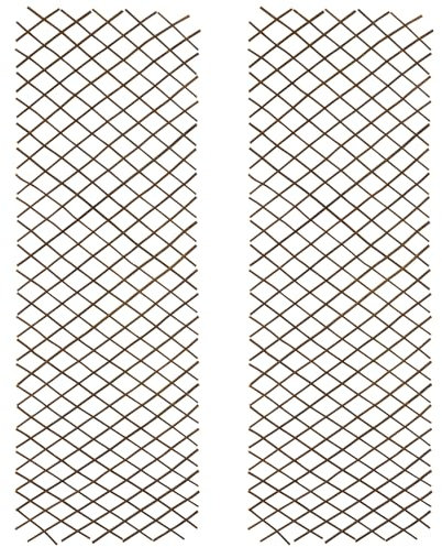 Woodside 1.8m x 60cm Wooden Wicker Garden Fan Trellis, Climbing Plant/Flower Support, 2 Pack