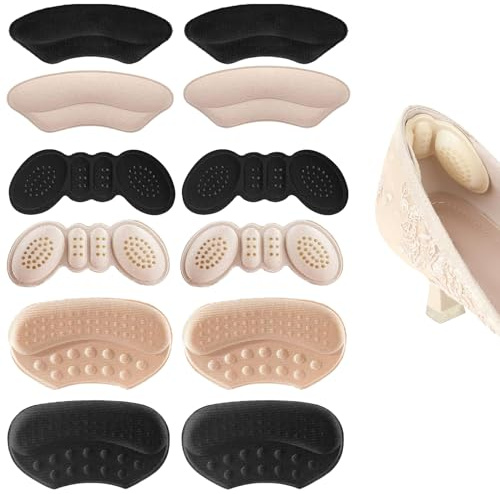 6 Paires Protege Talon Éponge Coussinet Chaussure Multifonctionnel, Antidérapants Auto Adhésif Talons Coussins Confortable et Respirant, Prévention Talonnettes Ampoules Coussinets pour Homme Femme