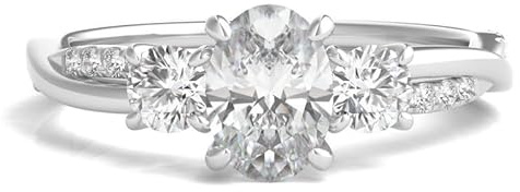 Molioaki 3 Edelsteine Verlobungsring Damen 925 Sterling Silber Eheringe Frauen Ringe 1.28-3.28 ct 5A Zirkonia Personalisierte Individuelle Gravur Ring