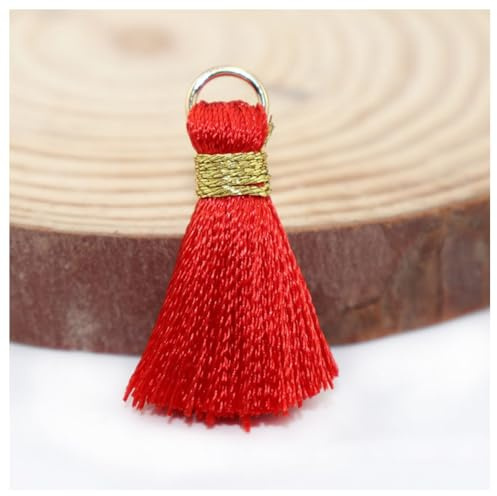 GreatRise Lot de 20 mini glands chinois de 2 cm - Petits pompons de bricolage - Marque-page - Porte-clé - Pour projets de bricolage, fabrication de bijoux, loisirs créatifs, décoration - Rouge