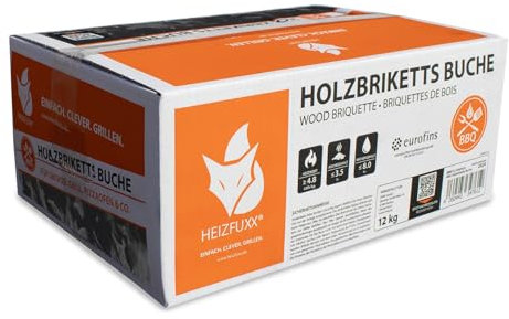 HEIZFUXX Holzbriketts Nestro Hartholz M Karton 12kg x 2 Gebinde 24kg 1 Paket Kaminbriketts Ofenbriketts Brennholz Brikett Gluthalter Briketts Paligo