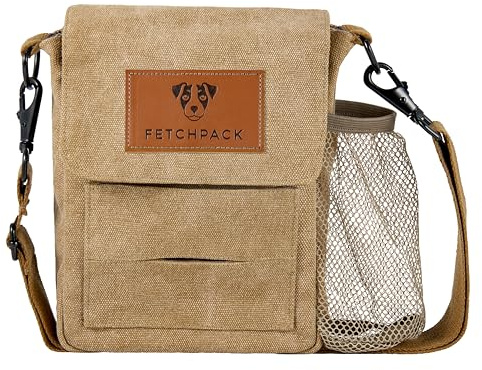 FETCHPACK - Dog Walking Bag with Poo Bag Dispenser - Easy Access Dog Treat Pouch for Training - Adjustable Shoulder Strap, Inner Compartment and Water Bottle Holder
