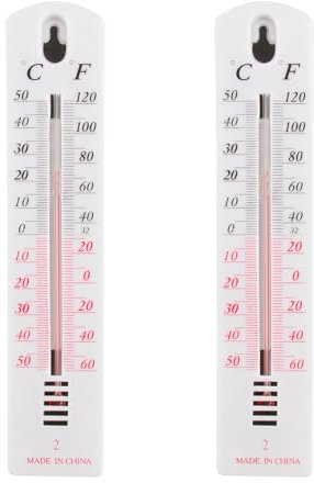 2Pcs Wall Thermometer, Outdoor Thermometer Read Accurate Celsius and Fahrenheit Large Wall Mounted Room Temperature Monitor Easy-to-Mount Design for Home Garden Greenhouse Home Office Indoor Outdoor