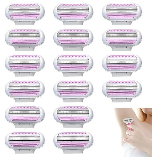 16 Stück Rasierklingen Damen Venus, Ersatzklingen für Venus Rasierer, 3-fach Klingensystem, Feuchtigkeitsstreifen für empfindliche Haut, Langanhaltende Schärfe und Präzise Rasur für Alle Hauttypen