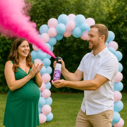 Babyshower Gender Reveal Pistola de Polvo - Spray de Polvo para Bebé - Nube Colorida 10 Segundos - Mini Extintores de Polvo - Paquete de 2 - Rosa