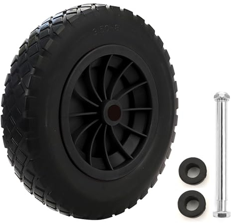 14 Wheelbarrow Wheel PU Puncture Proof Solid 3.50-8 Wheel Solid Tyre Rim Wheels Tyre Heavy Duty Replacement Tire for Garden Trolley Barrow Go Cart