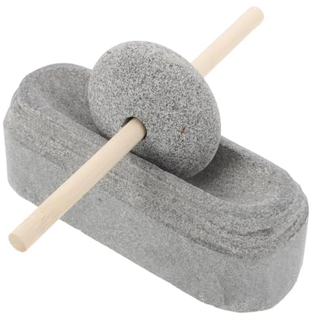 Warmhm Stone Grinder Natural Stone Mill Grinder for Flour Tool Mortar and Pestle Set for Home Outdoor Use