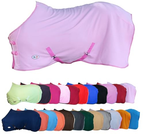 RL24 - Abschwitzdecke mit Kreuzgurt Basicline - Rosa – 105cm | Pferdedecke mit Schweifriemen & Widerristpolster - atmungsaktive Fleecedecke - Pferde-Outdoordecke - Pferde Zubehör
